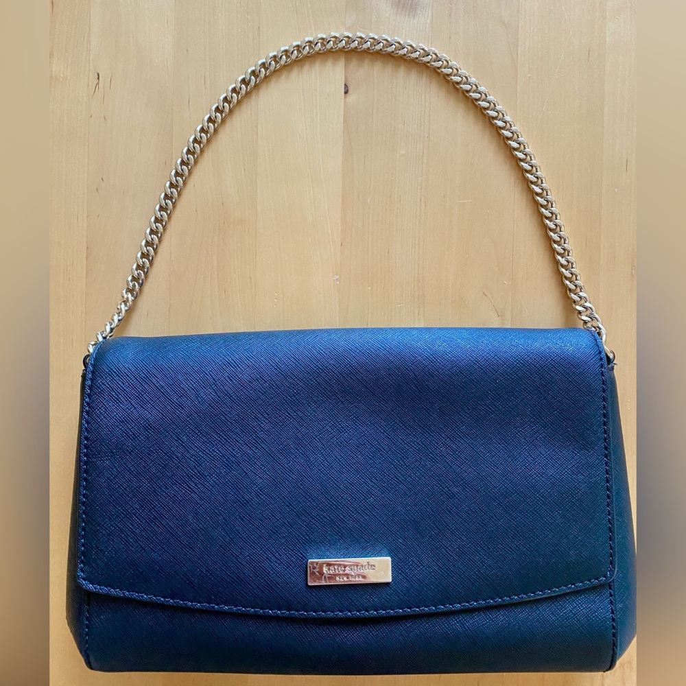 Kate Spade Black Leather Shoulder Bag with Gold Hardware